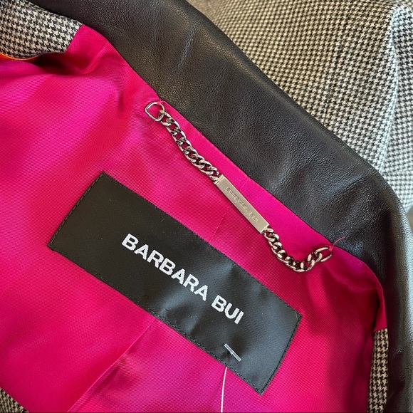 Barbara Bui Jacket Black Leather Collar Blazer - Picture 10 of 15